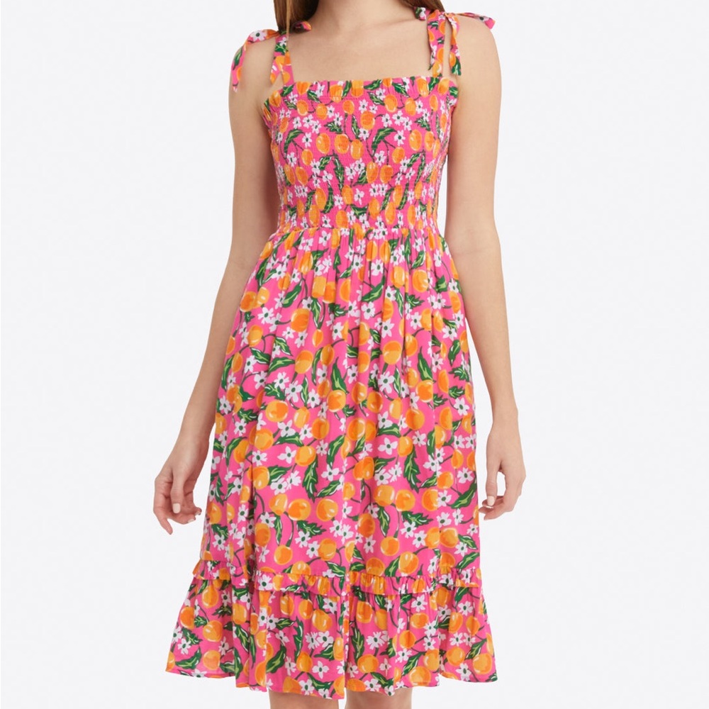 Draper James Pink and Orange Floral Midi Dress
